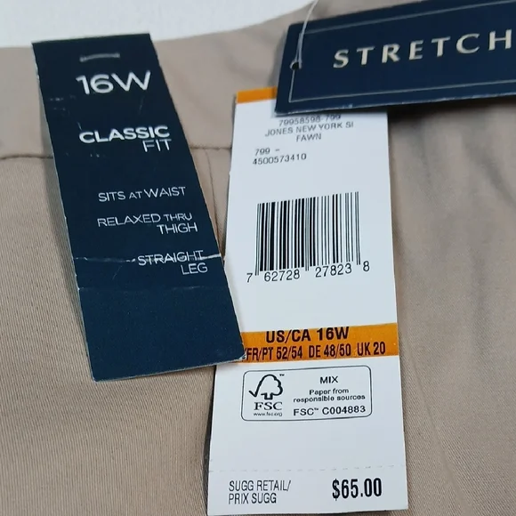 Jones New York Women's Stretch Trousers in Tan - Picture 2 of 10